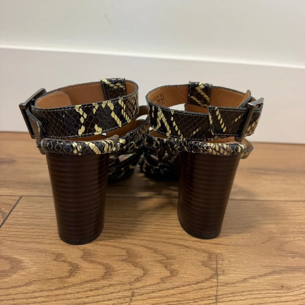 Vionic Sami Boa Snake Print Gladiator Sandals Block Heel Ankle Strap Sz 8